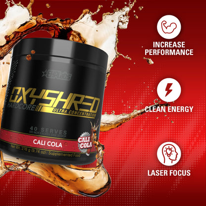 EHP Labs OxyShred Hardcore Super Dosed Pre Workout Powder - Preworkout Powder with L Glutamine & Acetyl L Carnitine, Energy Boost Drink - 275mg of Caffeine - Watermelon Candy, 40 Servings