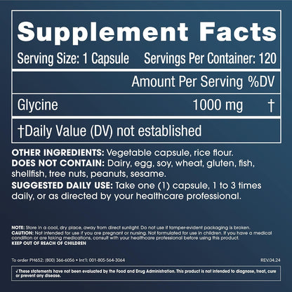 ProHealth Pure Glycine 1000 mg, 120 Capsules + Pure N-Acetyl Cysteine (NAC) 600 mg, 120 Capsules Pack