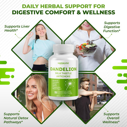 Dandelion Milk Thistle Artichoke Burdock Turmeric - Support Liver Health, Support Digestive Aid