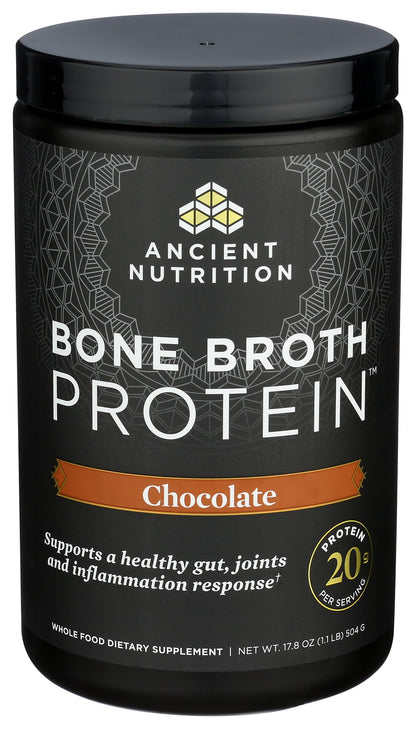 Ancient Nutrition Protein Powder Made from Real Bone Broth, Chocolate, 20g Protein Per Serving, 20 Serving Tub, Gluten Free Hydrolyzed Collagen
