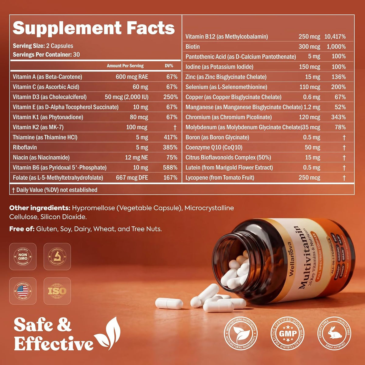 Multivitamin for Women & Men 50 and Over– Daily 26 Key Vitamins, Minerals | Daily 26 Key Vitamins, Minerals & Nutrients, All-in-1 Multivitamins For Women & Men, 60 Capsules
