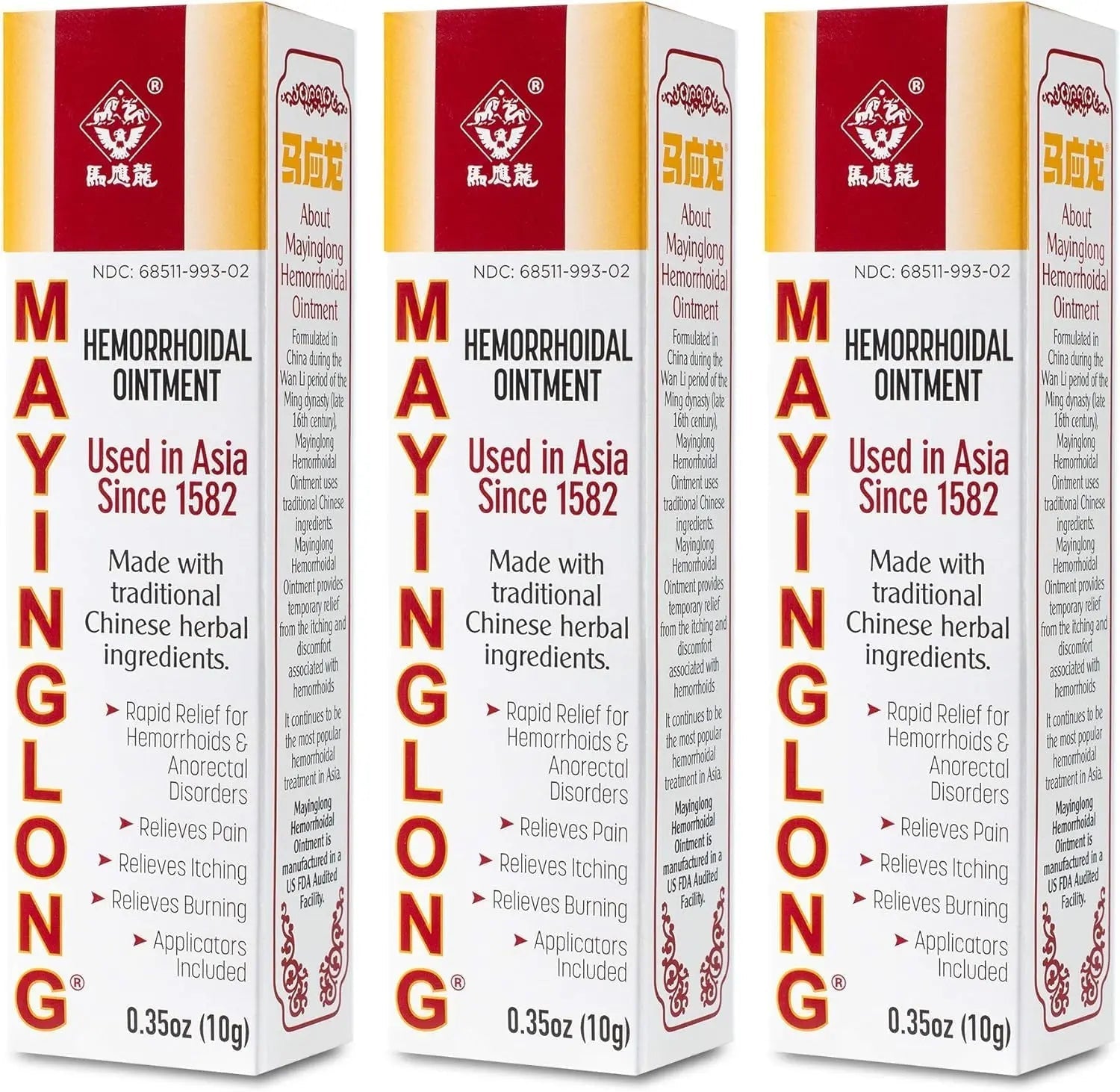 Mayinglong Musk Hemorrhoids Ointment (3 x 10g Tubes), 30g - Maximum Strength Formula for Hemorrhoidal Fast Relief, Soothes Itching, Burning & Discomfort - Fast-Acting Treatment to Shrink Swelling MayinglongBuy Supplements Australia