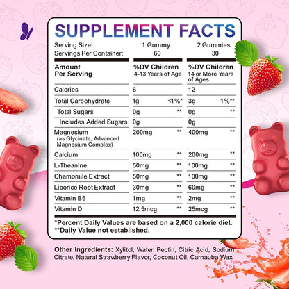 Magnesium Complex for Kids Adults - Magnesium Supplements Gummies Sugar Free