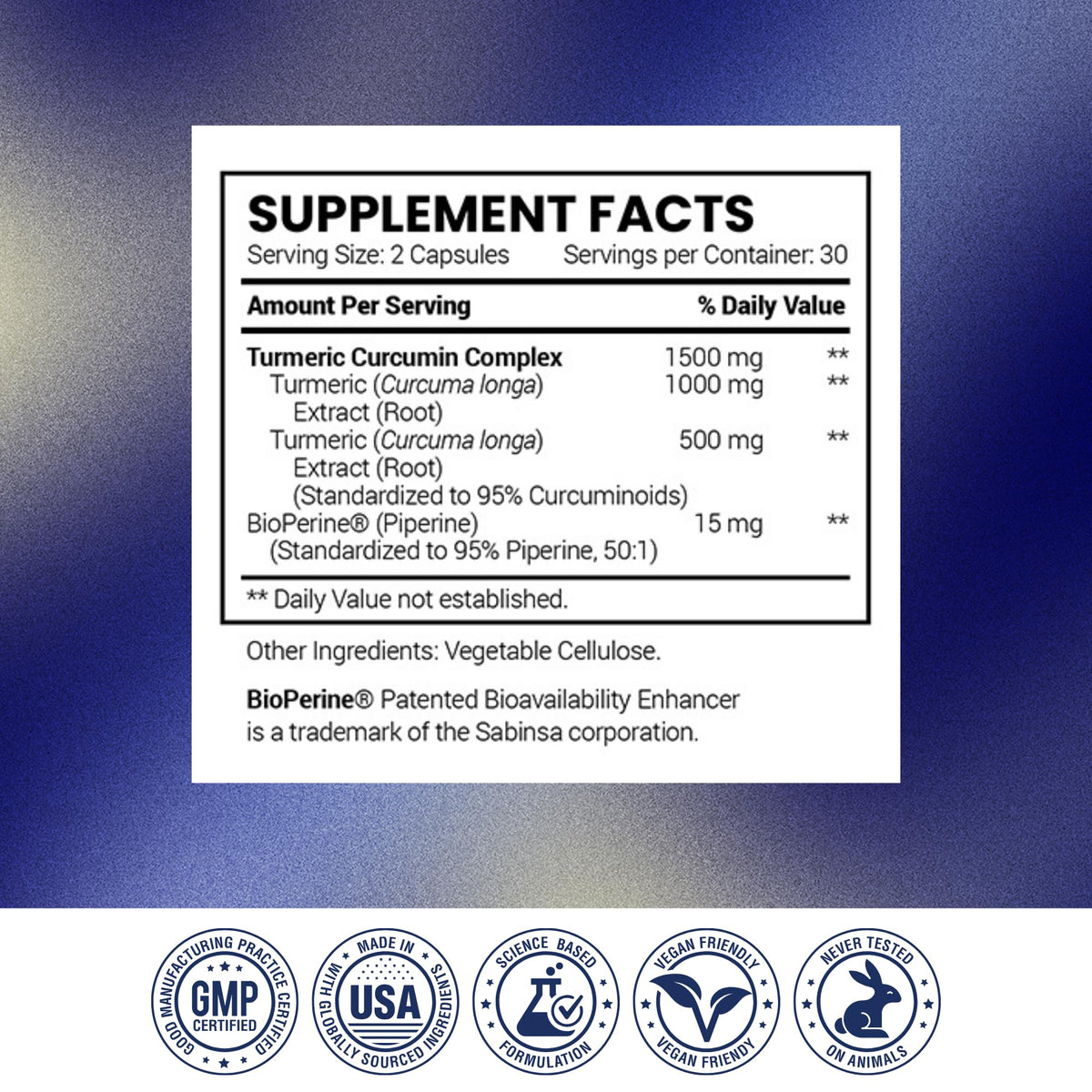 Research Verified Turmeric Curcumin Supplement with Black Pepper (BioPerine) - High Potency Curcumin - Antioxidant, Joints & Daily Wellness - 60 Vegan Turmeric Capsules - Made in USA - 1 Month Supply