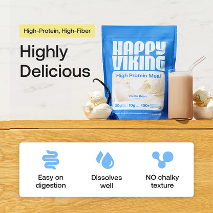 Happy Viking Plant-Based Protein Powder +100 Superfoods Vanilla Meal Replacement Shake, Created by Venus Williams, 30g Plant Protein, 10g Fiber, Vegan, Gluten-Free, Non-GMO, 15 Meals Happy Viking buy supplements Au