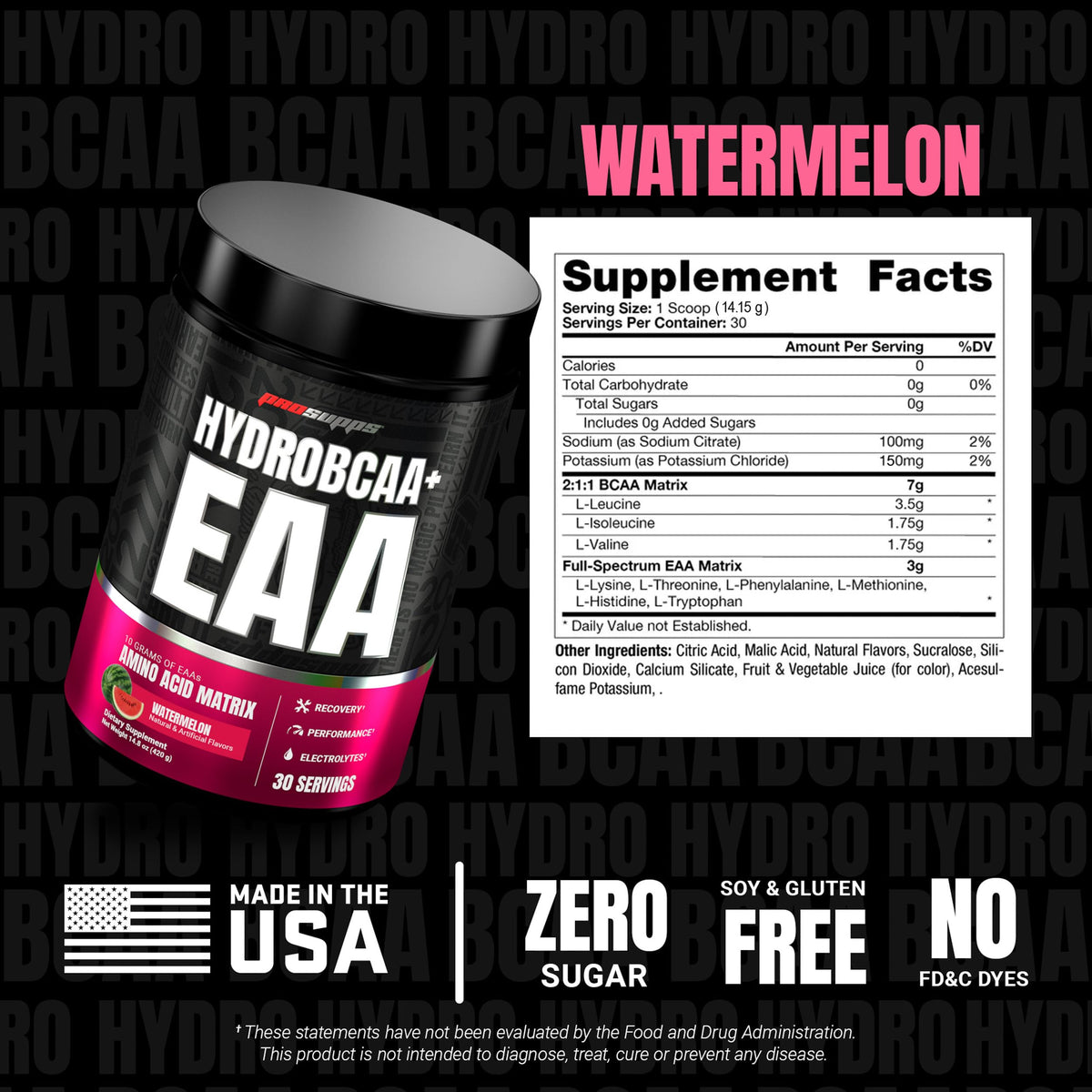 ProSupps HydroBCAA Essential Amino Acids Powder, Fruit Punch - Workout Supplement with BCAA, EAAs & Electrolytes for Hydration & Recovery - Stimulant-Free, Soy & Gluten-Free - 30 Servings