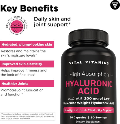 Vital Vitamins Vegan Collagen Booster 60 ct + Hyaluronic Acid Capsules 60 ct