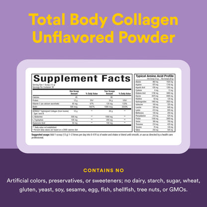 Natural Factors Total Body Collagen - Bioactive Collagen Supplement for Hair & Nail Growth Support - Healthy Skin Supplement with Protein, Vitamin C & More