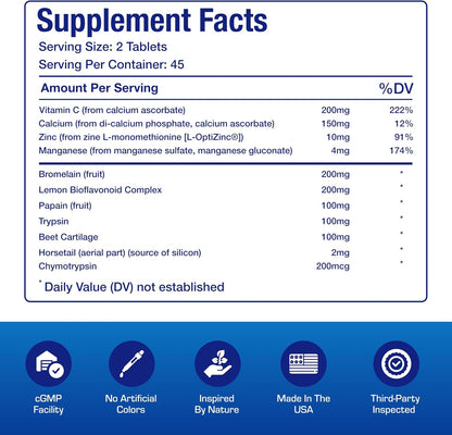Cartilage Ligament and Tendon Supplement - Clinical Restorative Joint Support Formula with Bovine Cartilage Minerals and Proteolytic Enzymes for Enhanced Comfort Mobility Zymain 90 Support