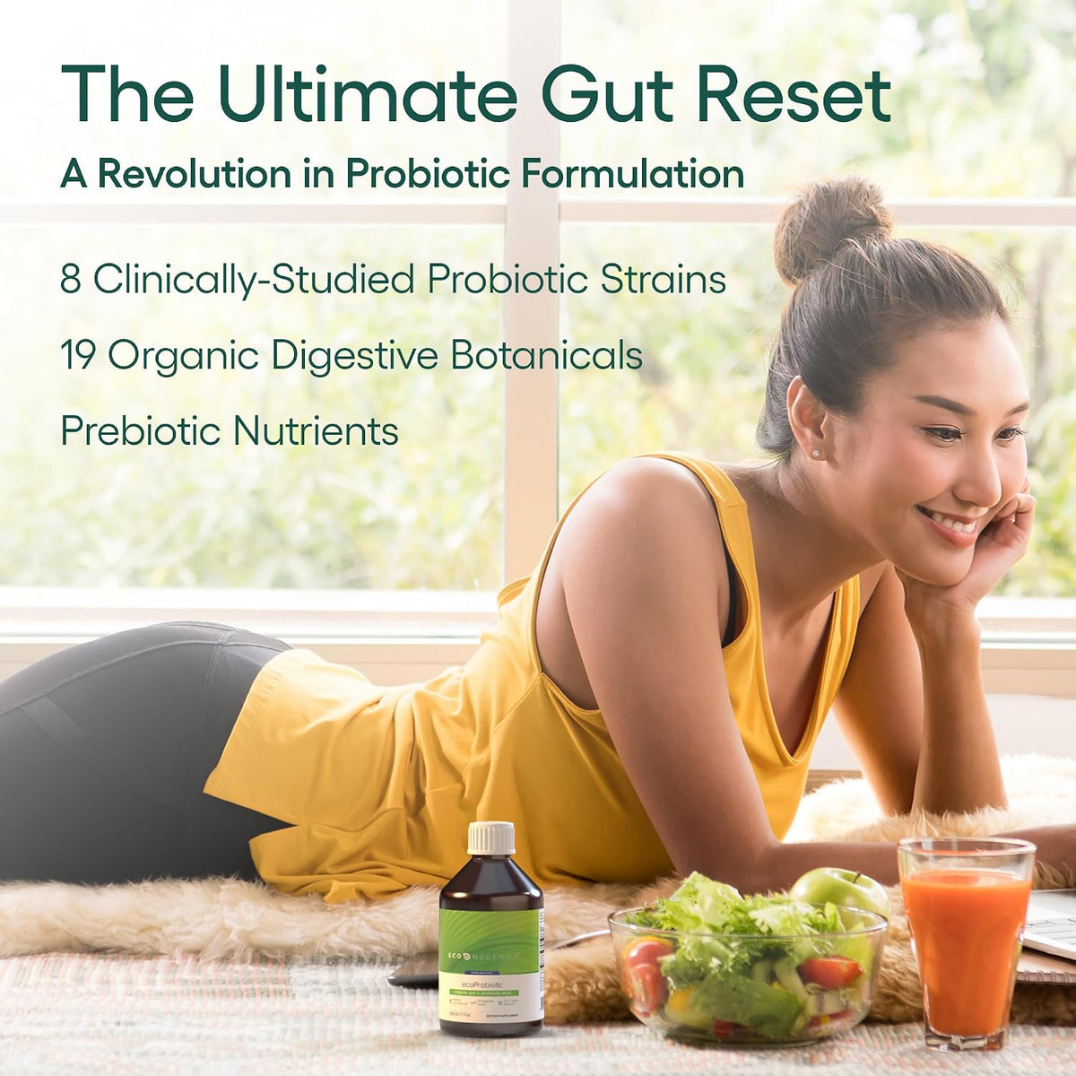 EcoNugenics ecoProbiotic: Probiotic & Prebiotic Supplement for Women & Men w/ 19 Digestive Herbs – Supports the Microbiome & Gut Health + Immune Function – Live Fermented Liquid Vegan Formula (17 oz)