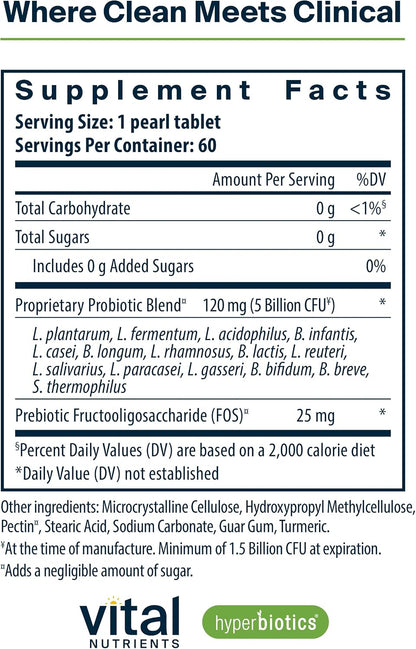 Hyperbiotics Vital Nutrients Pro-15 Prebiotics and Probiotics for Women and Men | 15 Science Backed Strains | Supports Occasional Constipation, Diarrhea, Gas & Bloating | 60 Vegan Time Release Pearls