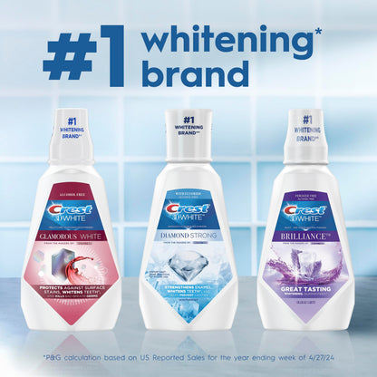 Crest 3D White Mouthwash, Teeth Whitening for Adults, 1L, 2 Pack, Alcohol Free Mouth Rinse, Breath Freshener, Antibacterial, Antiseptic,
