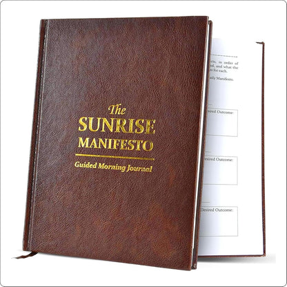 Sunrise Manifesto Guided Morning Journal - Gratitude & Mindfulness | Premium Faux Leather Cover, Daily Self-Care Ritual for Manifestation & Reflection, Undated Wellness Tracker for Women and Men