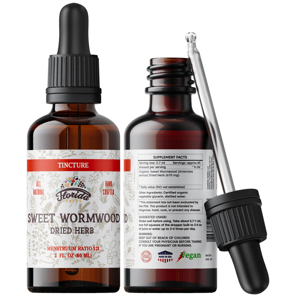 Wormwood Organic Tincture - Natural Intestinal Cleanse and Digestive Cleanse Supplement - Wormwood Herb Extract for Detox - Made in USA - 2 Fl Oz (Wormwood - 2 Fl Oz)