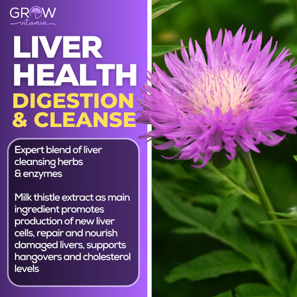 grow vitamin Liver Cleanse Detox Capsules w/Unique Blend of Milk Thistle, Artichoke & Dandelion Extract - Liver Supplement Includes
