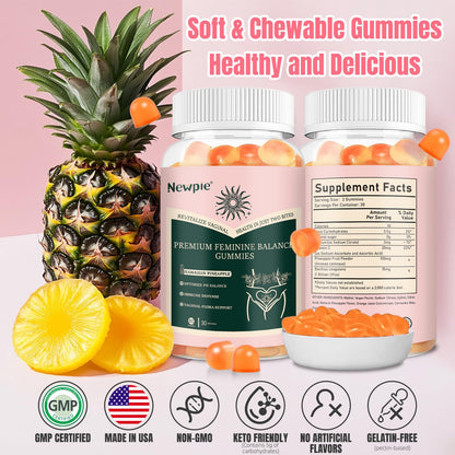 SUWENY Pineapple Gummies for Women ph Premium Feminine Balance Gummies for Women Health Immune Support Vegan, Gluten-Free & Halal-60 Gummies-30 Servings (1)