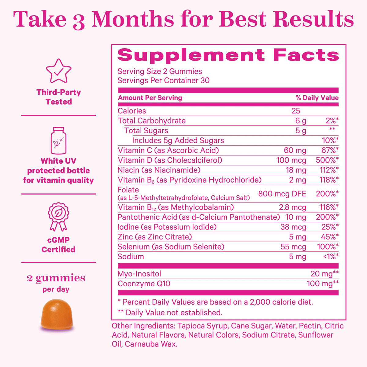 Pink Stork Fertility Gummies for Women, 60 Count | CoQ10, Myo-Inositol, Methylated Folate, Hormone Balance Support, OBGYN-Formulated