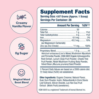 Love Sweat Fitness Miss Congeniality | Mood & Stress Supplement for Women | Ashwagandha, B Vitamins & Magnesium Powder | Cortisol & Hormone Balance Support | Focus & Calm | Vanilla | 28 Servings