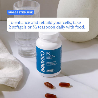 BodyBio PC - Phosphatidylcholine for Brain, Cellular & Cognitive Health | Mental Clarity, Healthy Aging & Gentle Daily Detox