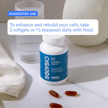 BodyBio PC - Phosphatidylcholine for Brain, Cellular & Cognitive Health | Mental Clarity, Healthy Aging & Gentle Daily Detox