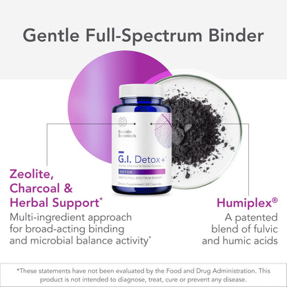 Biocidin G.I. Detox+ Activated Charcoal Binder & Zeolite Detox Supplements with Silica - Helps Bind & Clear Toxins - Supports Full Body