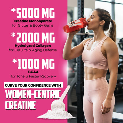 Old School Labs Creatine for Women – Post-Workout Supplement with 5000mg Creatine Monohydrate Powder, 2000mg Collagen & BCAA 2:1:1 for Strength Support & Recovery