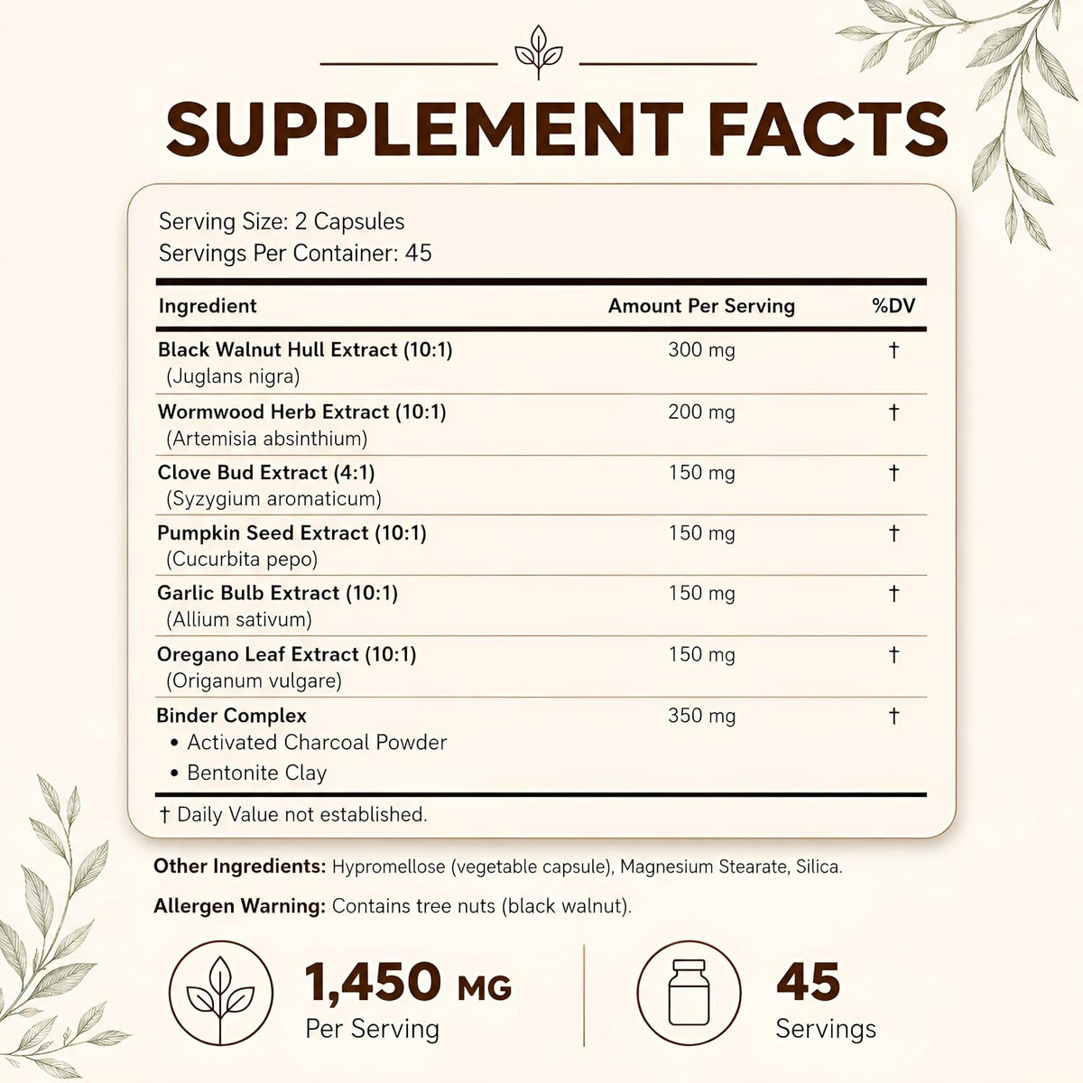 Happee ParaPure Cleanse with Binder for Humans, Intestinal Support, 2-in-1 | Wormwood, Black Walnut, Clove with Charcoal Binder for Digestive Balance (No Stack Needed) 90 Capsules