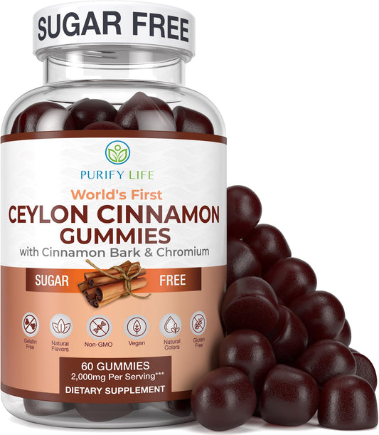 Sugar-Free Ceylon Cinnamon Gummies (2,000mg/Serving) – Vegan, Gluten-Free Herbal Cinnamon Supplement – Replace Cinnamon Capsules