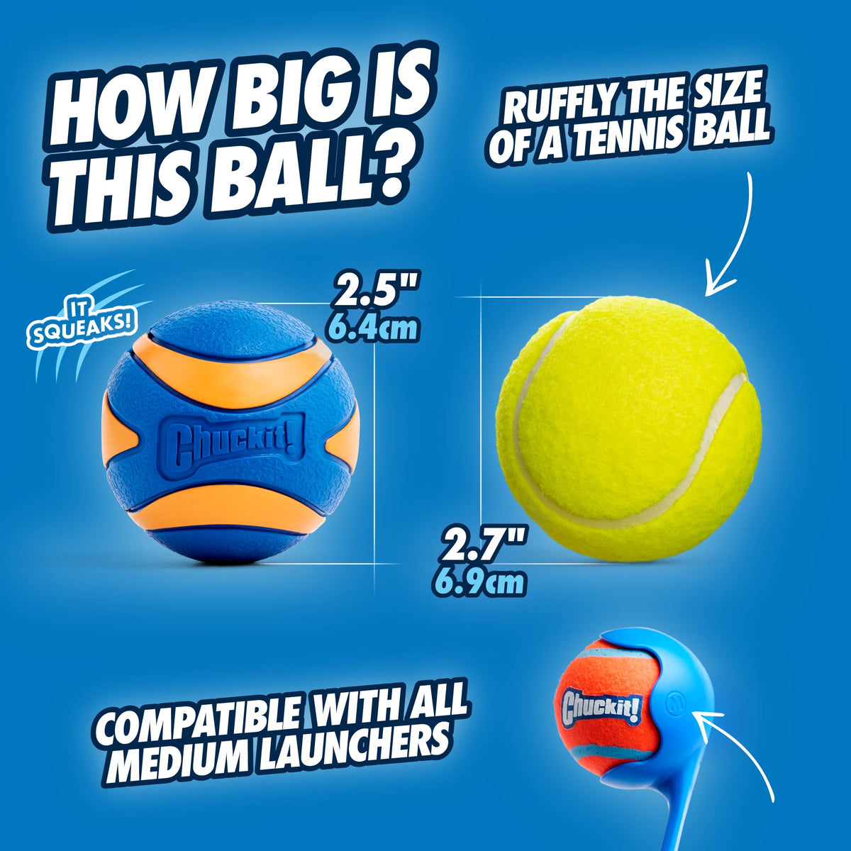 Chuckit! Ultra Ball Dog Toy, Durable Rubber, Medium 2.5-in, 2 Pack | Made from Durable Rubber with an Extra-Thick Core, This Bouncy Fetch Ball Floats in Water for Lasting Games of Fetch