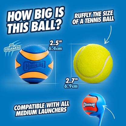 Chuckit! Ultra Ball Dog Toy, Durable Rubber, Medium 2.5-in, 2 Pack | Made from Durable Rubber with an Extra-Thick Core, This Bouncy Fetch Ball Floats in Water for Lasting Games of Fetch