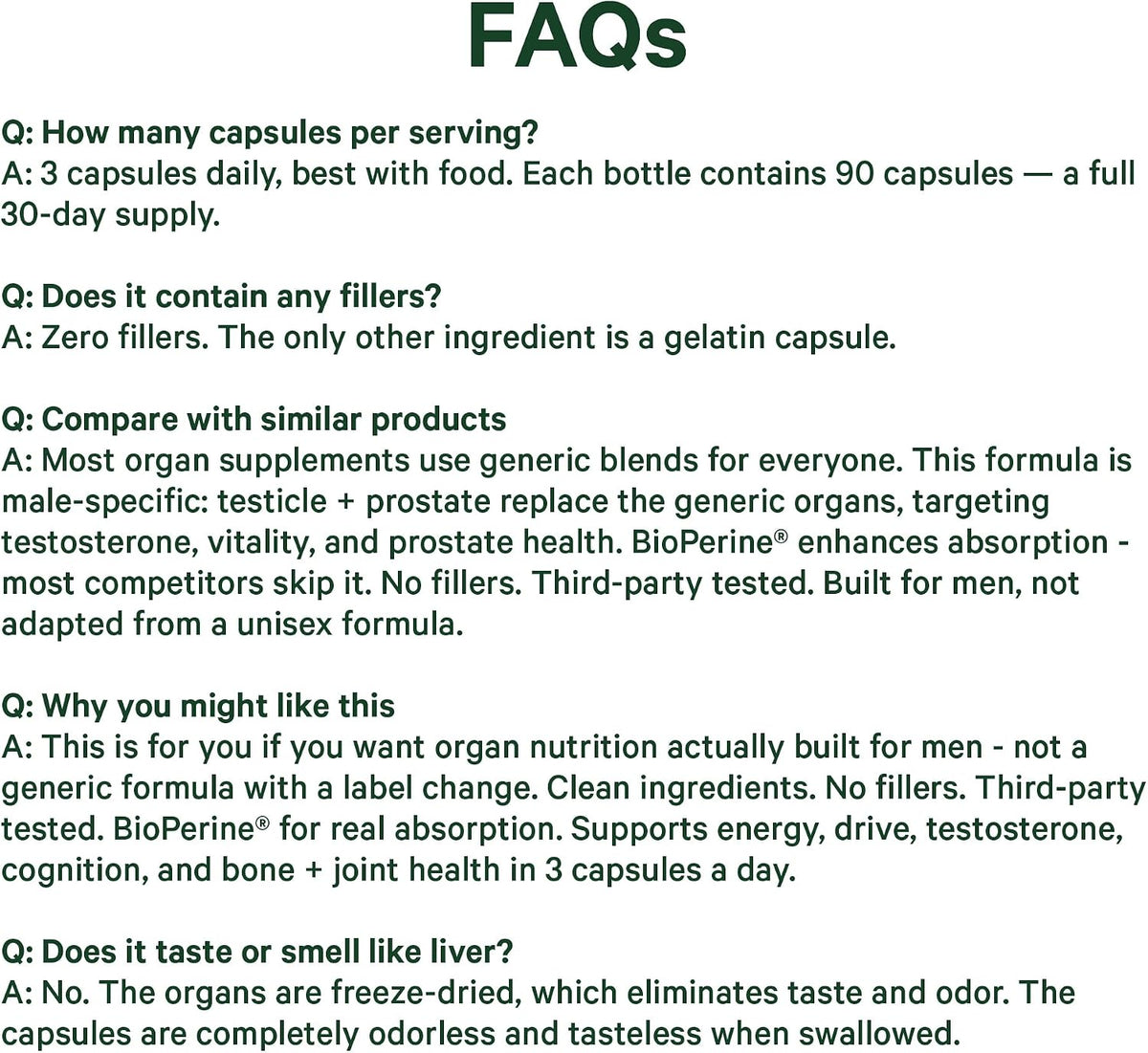 Pink Stork Men's Beef Organ Complex, Bioavailable Superfoods, 30 Servings | Grass-Fed, Grass-Finished Beef Liver, Testicle, Prostate + Bone Marrow | Supports Energy, Vitality + Men's Health