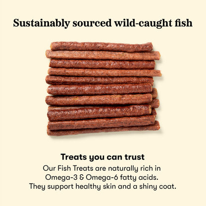 Plato Meat Sticks Salmon Dog Treats, Air-Dried High-Protein Soft Chews with Omega Fish Oil (EPA & DHA), 10 oz
