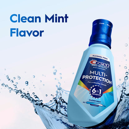 Crest Mouthwash Pro Health Multi-Protection, 1L, 2 Pack, 6-in-1 Benefits, Alcohol Free, Enamel Repair, Breath Freshener, Anti Cavity, Fluoride mouthwash, Bad Breath Treatment