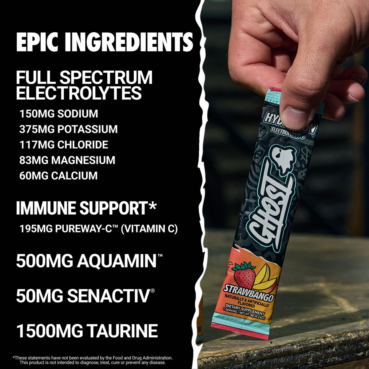 GHOST Hydration Sticks, Electrolyte Powder Packets, Sonic Cherry Limeade - 24 Sugar Free Instant Electrolyte Drink Mix - Caffeine-Free Daily Hydration & Immune Support with Clean Formula