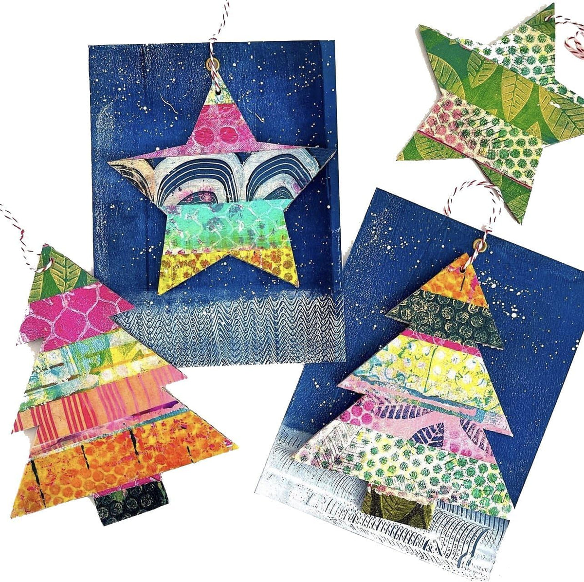 Gelli Arts Christmas Card Kit - Printing Kit with 5 X 5 Gel Printing Plate, DIY Postcards and Printmaking Supplies, Gel Print Set for Beginners, Handmade Card Set