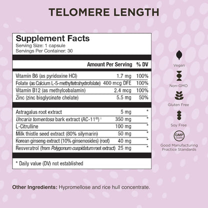 Healthycell Telomere Length + AC-11 | Anti-Aging & DNA Repair Supplement | Telomere Length + AC-11 DNA Repair Supplements - Advanced Anti-Aging & Cellular Health Support for Longevity