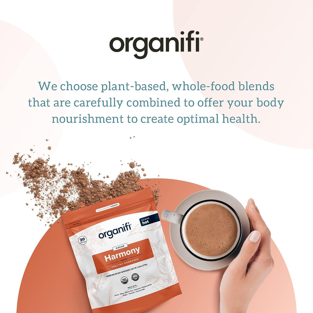 Organifi Harmony - Hormone Balance for Women with Cacao Superfood Powder, 30 Servings