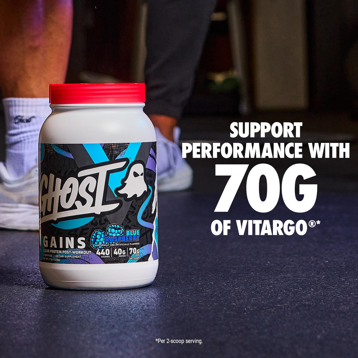 GHOST Clear Gains Mass Gainer Protein Powder - Post-Workout Weight Gainer Mix - 40g of Whey Protein Isolate, 440 Calories & 70g Vitargo Carbs - Lean Muscle Building & Recovery - Strawberry Watermelon