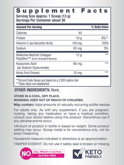 NeoCell Super Collagen Peptides | 13.7 oz | Grassfed Bovine | With Hyaluronic Acid and Vitamin C | Non-GMO, Gluten & Soy Free Supplement