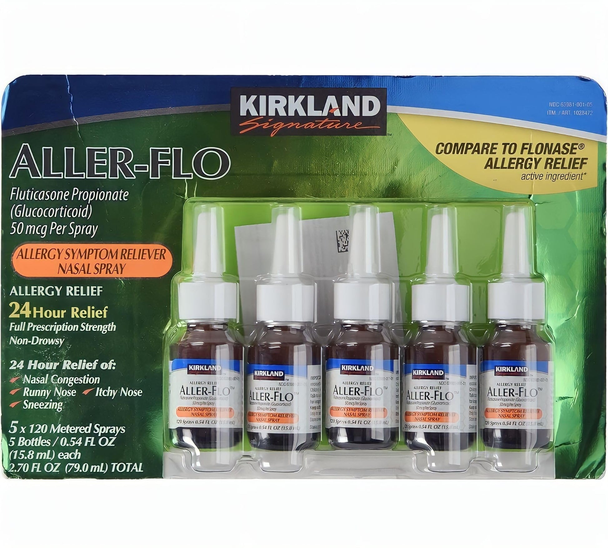 Kirkland Signature Aller-Flo Fluticasone Propionate (Glucorticoid) 5 Bottles x 120 Metered Sprays 0.54 Fl OZ per Bottle (15.8 mL x 5) 2.70 OZ Total (79 mL Total) 600 Total Sprays Total, 1-Pack KIRKLAND buy supplements Au