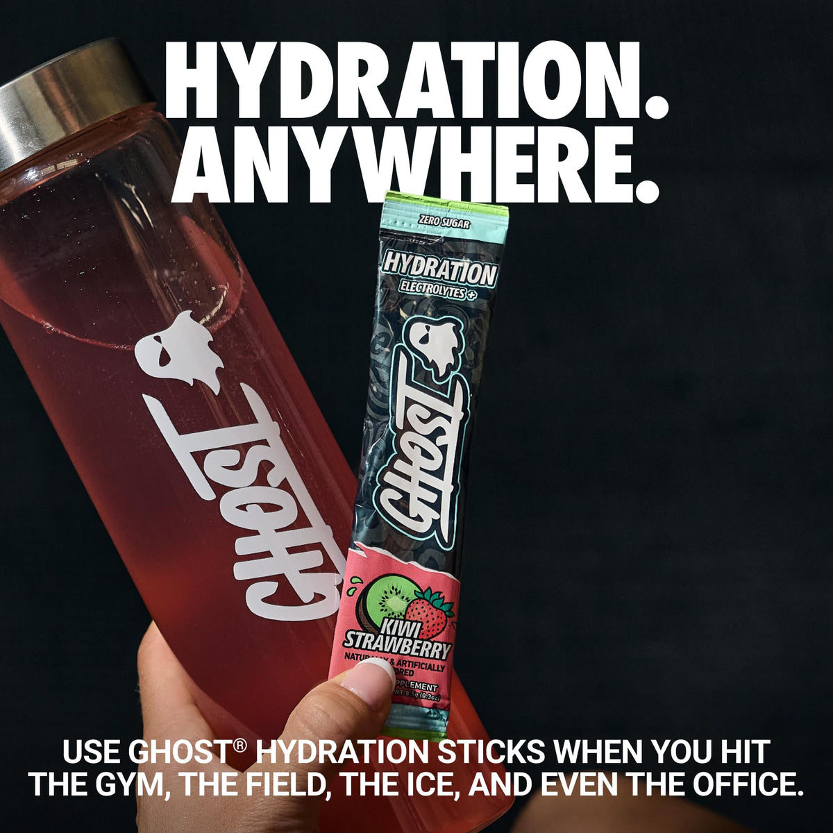 GHOST Hydration Sticks, Electrolyte Powder Packets, Sonic Cherry Limeade - 24 Sugar Free Instant Electrolyte Drink Mix - Caffeine-Free Daily Hydration & Immune Support with Clean Formula