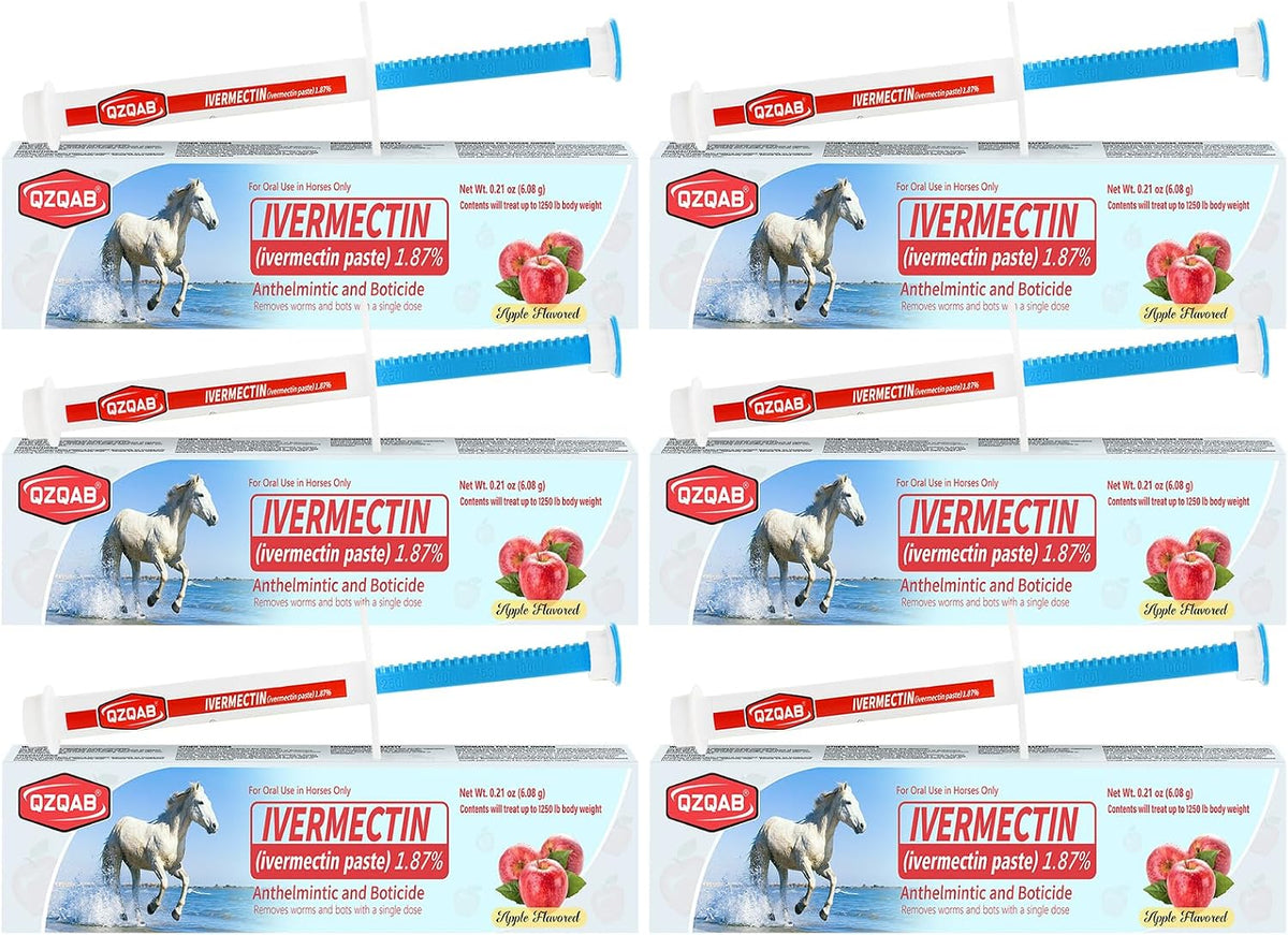 Ivermectin Horse Paste Dewormer , Horse Wormer Paste, Apple Flavor, 0.21 Ounces, 6 Pack
