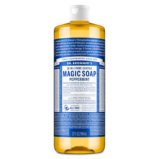 Dr. Bronner's Pure-Castile Magic Liquid Soap - Made with Regenerative Organic Certified Oils- 18-in-1 Uses for Face