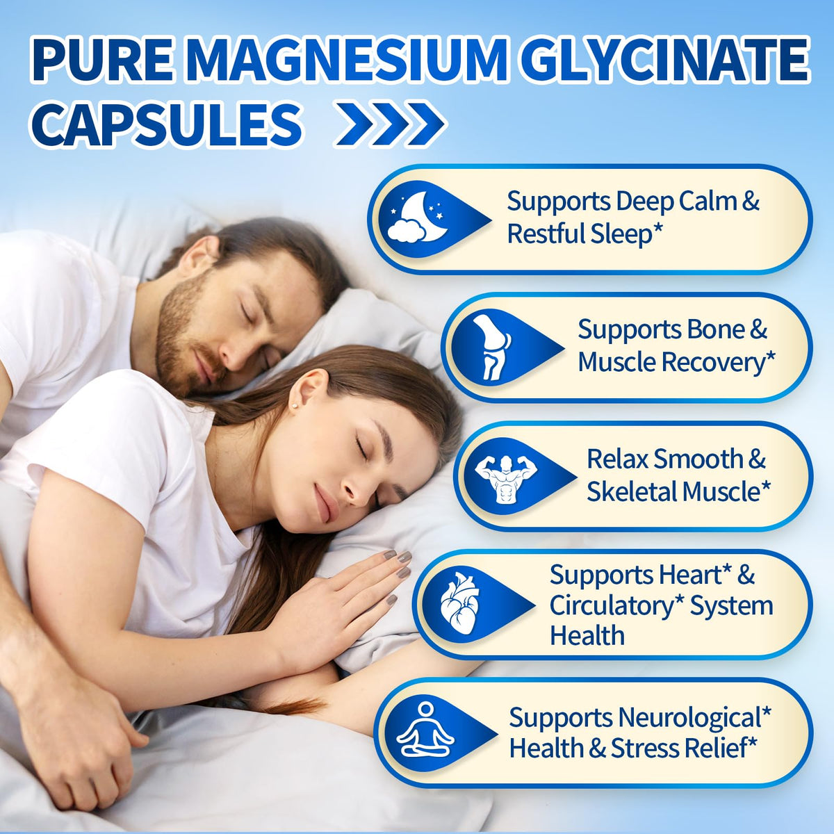 Pure Magnesium Glycinate 500mg, Magnesium Supplement with Vitamin B6 for High Absorption, Supports Stress Relief, Sleep, Muscle, Calm, Relaxation, Nerves* & Metabolism*, Non-GMO, 240 Vegan Capsules