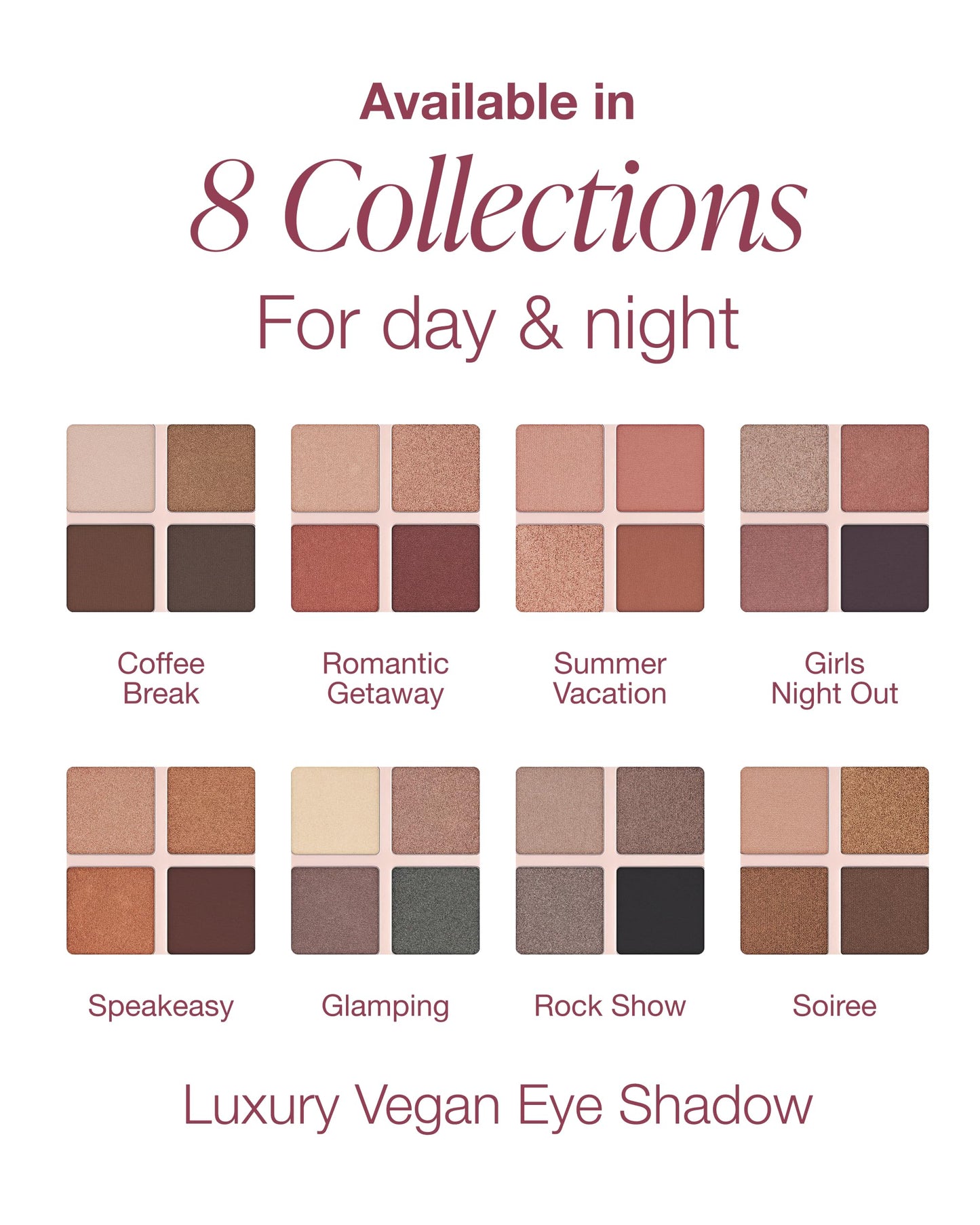 Mineral Fusion Eyeshadow Palette - Four Pressed Powder Shades in Matte, Satin, and Shimmer Finishes - Natural, Lightweight Vegan Eye Makeup - (Glamping)
