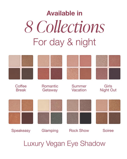 Mineral Fusion Eyeshadow Palette - Four Pressed Powder Shades in Matte, Satin, and Shimmer Finishes - Natural, Lightweight Vegan Eye Makeup - (Glamping)