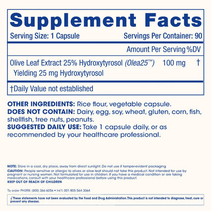ProHealth Hydroxytyrosol Extreme - Hydroxytyrosol Supplement, Olive Leaf Extract (Olive Leaf Extract Organic) (90 Vegetarian Capsules) Gluten Free, Soy Free.