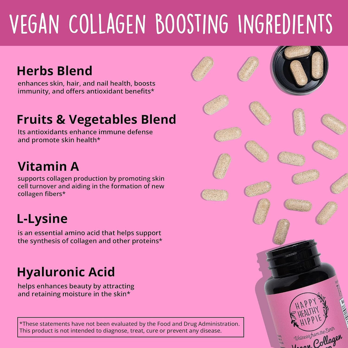 Happy Healthy Hippie Vegan Collagen Builder w/Hyaluronic Acid & Go with The Flow Hormone Balance for Women