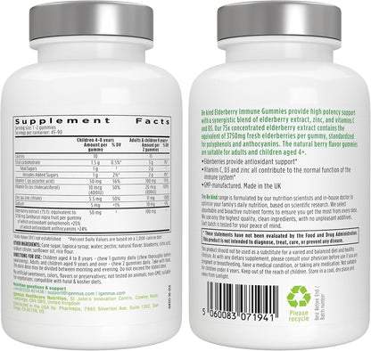 Igennus Advanced Elderberry Immune Gummies with Vitamin C, Zinc & D3, 4-in-1 Formula, 90 Gummies, 75:1 Concentration Standardized Extract, Natural Flavors, Clean Label, Vegetarian, Kids and Adults