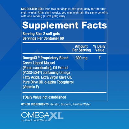 OmegaXL Joint Support Supplement - Natural Muscle Support, Green Lipped Mussel Oil, Soft Gel Pills, Drug-Free, 60 Count + HeartXL 30 Count, High Potency Omega-7 Blend OmegaXLBuy Supplements Australia